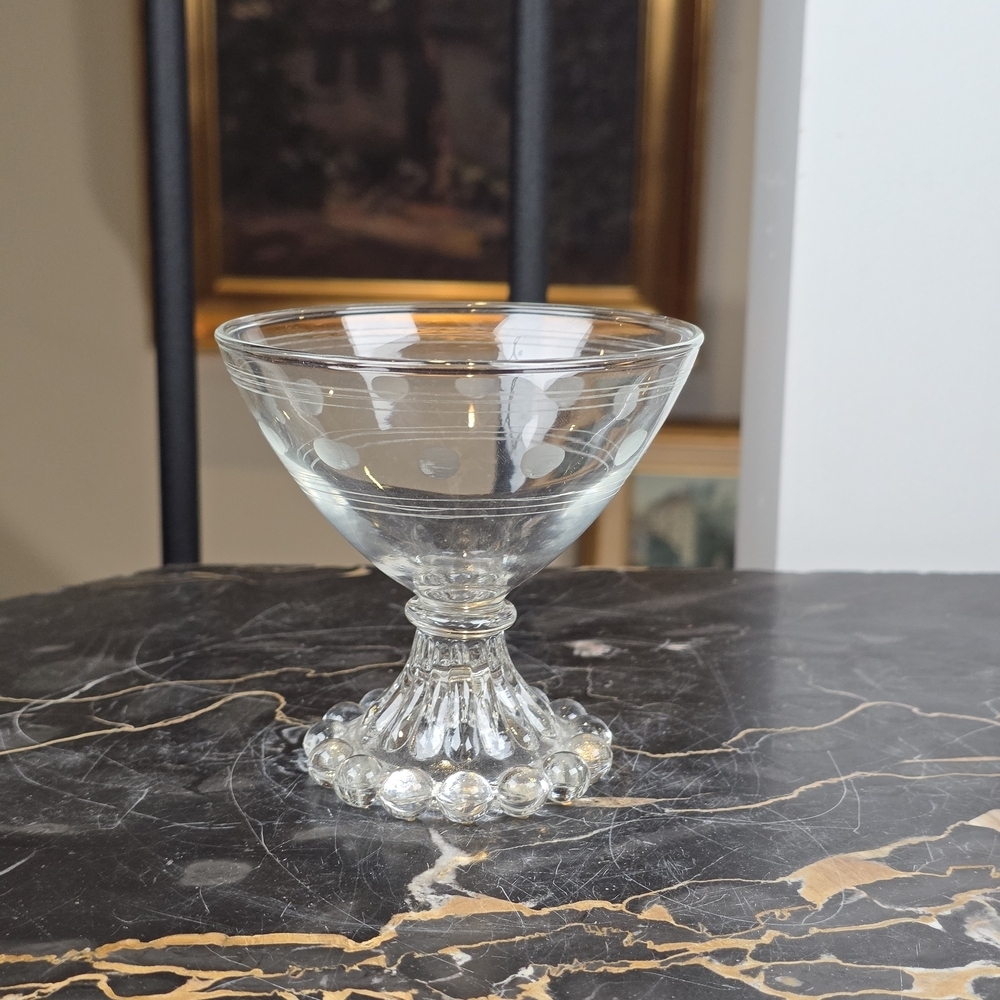 Vintage Imperial Glass Candlewick Polka Dot Cut Sherbet / Champagne Coupe